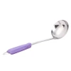 New colorful handle soup spoons, creative spoons, plastic and metal solid-colored spoons, small soup spoons wholesale supply Specification image